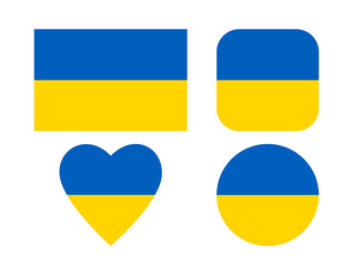 Ukraine national flag in different forms, for banner and web design, vector illustration