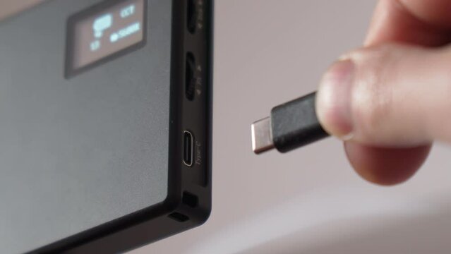 USB type C connector system or connection interface. Transfer information or charge for digital camera, gadget, smartphone.