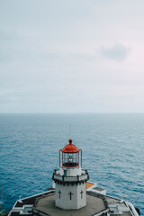 Beautiful lighthouse in São Miguel, Azores with the Atlantic Ocean in the Background