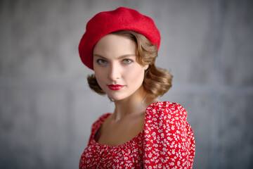 pretty retro girl in red