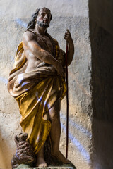 Église romane de Mazerat-Aurouze,statue de Saint-Pierre, Haute-Loire, Auvergne-Rhône-Alpes, France