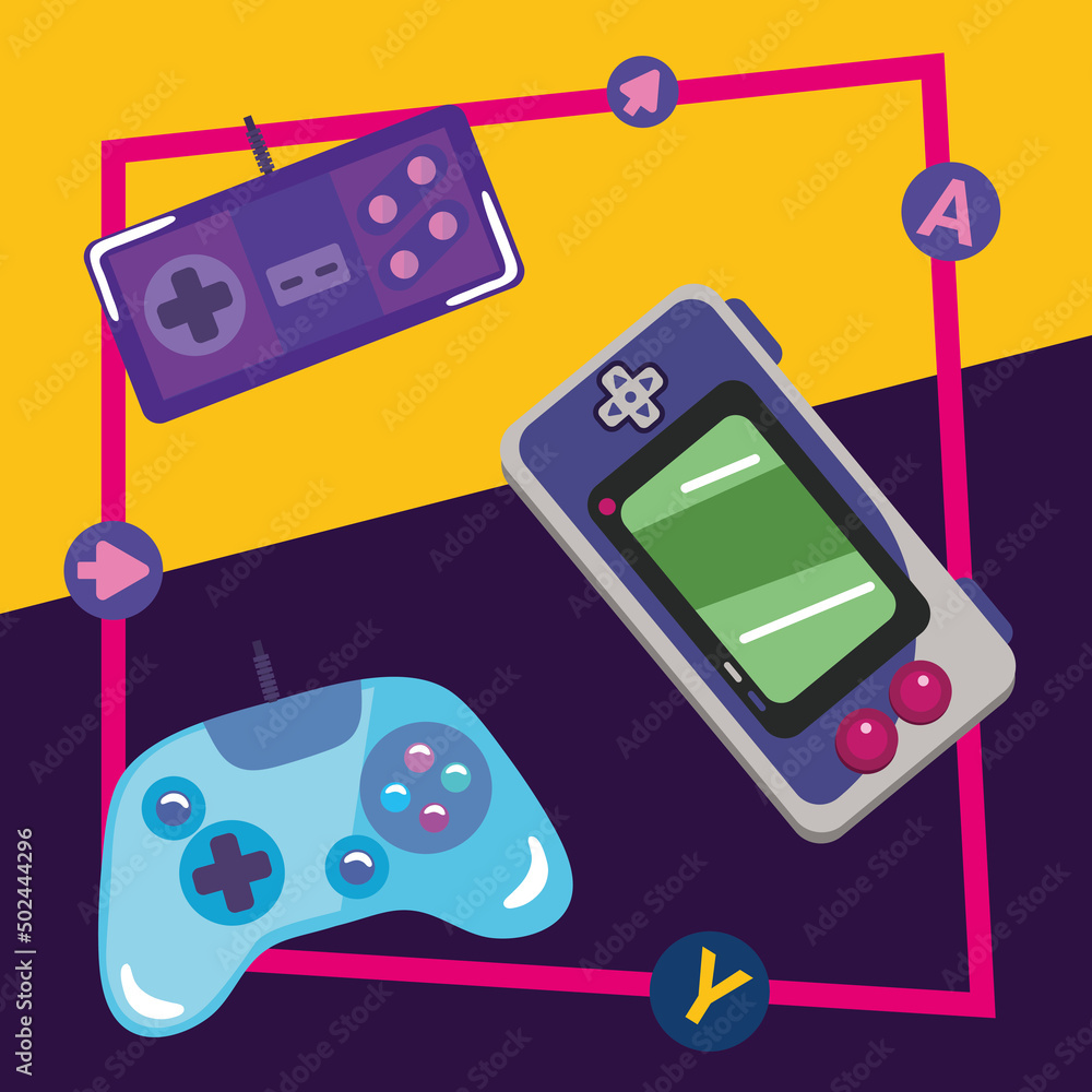 Poster video game control and console