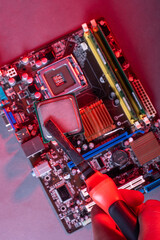 repair of a high-performance personal computer microprocessor on the motherboard