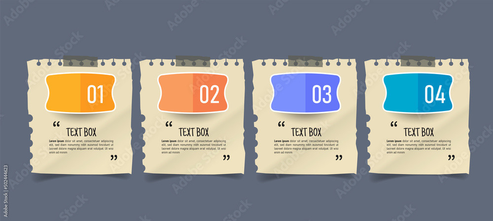 Poster text box design with note papers mockups.