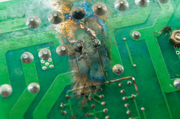 Short circuit on the printed circuit board. Failed electronics. Malfunction of the electronic...