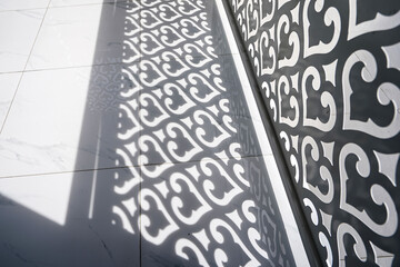 Islamic patterns on modern building. Concept image of traditional design in modern building details.