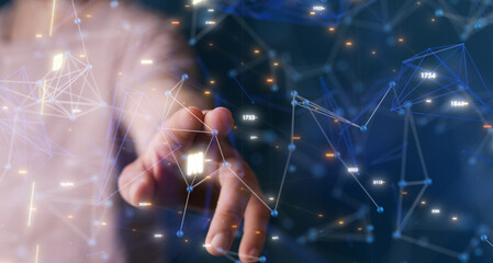 Neural network concept. Connected cells with links.