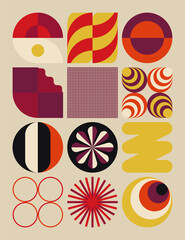 Bauhaus Aesthetics Graphics Art Made Vector Geometric Shapes And Abstract Forms - 502446234