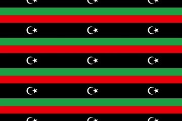 Geometric pattern in the colors of the national flag of Libya. The colors of Libya.