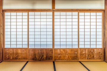 Interior wooden doors of traditional Japanese houses