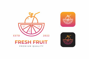 Fresh fruit drink beverage logo design icon illustration. Line gradient graphic vector style