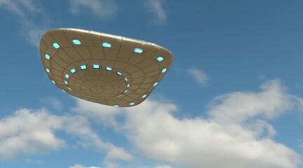 photorealistic 3d visualization of ufo, 3d render