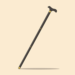 Gentleman Cane Vector Icon Illustration. Accessories Vector. Flat Cartoon Style Suitable for Web Landing Page, Banner, Flyer, Sticker, Wallpaper, Background