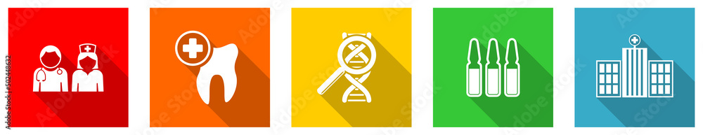 Aufkleber set of colorful web flat design medicine vector icons, hospital, health concept buttons for webdesig