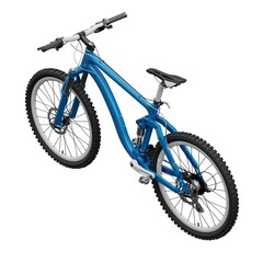 Fototapeta na wymiar Blue mountain bike on an isolated white background. 3d rendering.