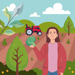 woman with tractor farm