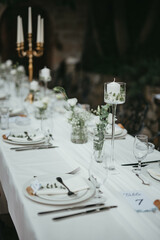 Table setting and decoration. Wedding decor rustic.
