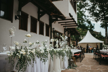 Table setting and decoration. Wedding decor rustic.