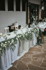 Table setting and decoration. Wedding decor rustic.