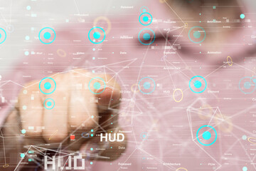 Neural network 3D illustration. Big data and cybersecurity