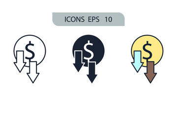 currency crisis icons  symbol vector elements for infographic web