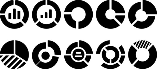circle graph bar set. Use in the corporate reports, annual reports. Network management. Set of growing bar graph icon