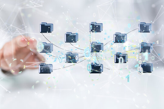 Cloud technology. Polygonal wireframe art looks like constellation