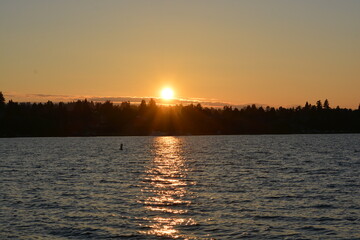 Seward Park summer time walk towards sunset