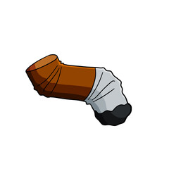 Cartoon cigarette butt on white background