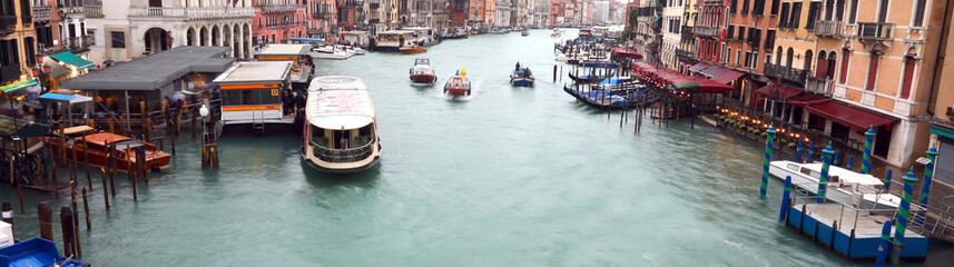 vaporetto Ferry Boat to the transport of people on the Grand Canal the main communication route of the Island of Venice in Northern Italy - obrazy, fototapety, plakaty