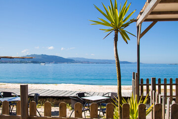tropical summer bar overlooking the beach
