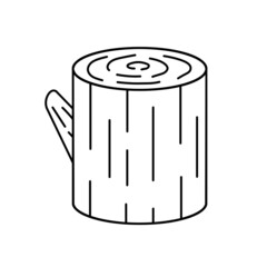 Stump icon. Wooden material. Wood trunk. Outline cartoon