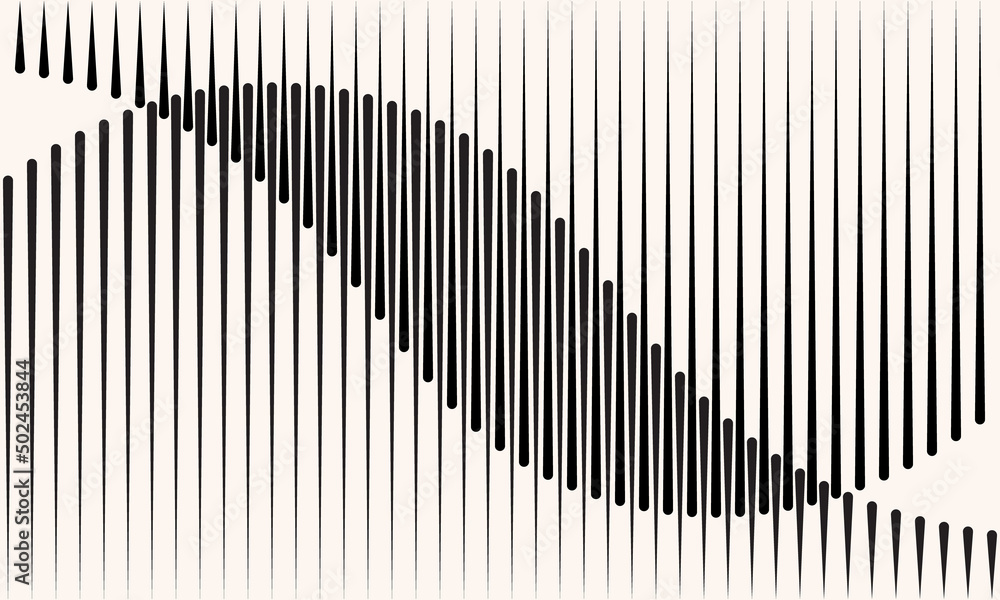 Poster Abstract art geometric background with vertical lines. Optical illusion with waves.