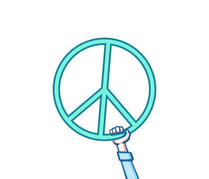 A hand holding a symbol of peace. Peace Sign. Vector illustration
