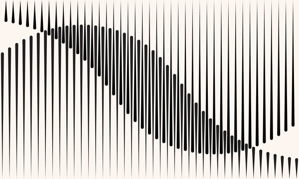 Abstract art geometric background with vertical lines. Optical illusion with waves.