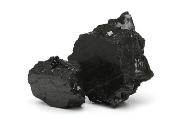 Pieces of natural black hard coal