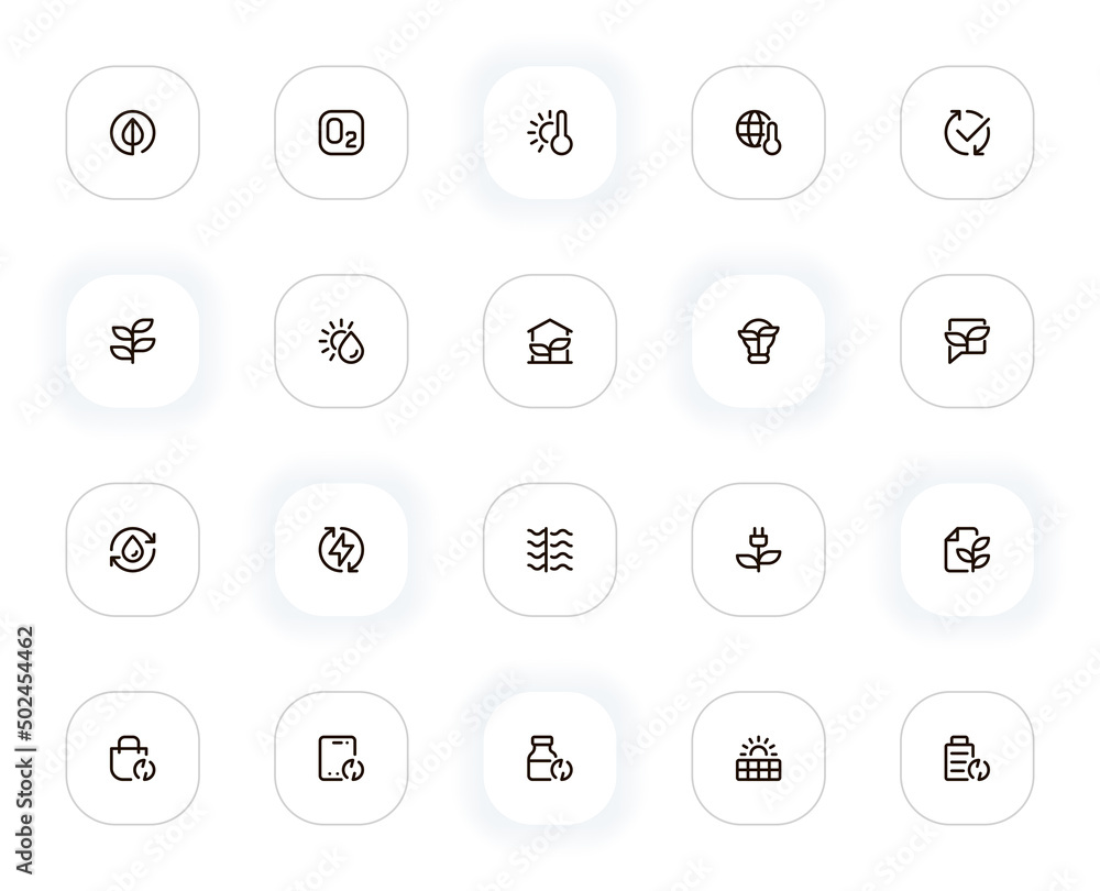 Aufkleber ecology and recycling line icons set. plant, weather, globe, climate, leaf and other buttons. vector
