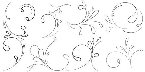 Set of vector floral decoration elements. Use for decoration vintage invitations, greeting cards, posters, for your design wallpapers, pattern fills, web page backgrounds, textiles.