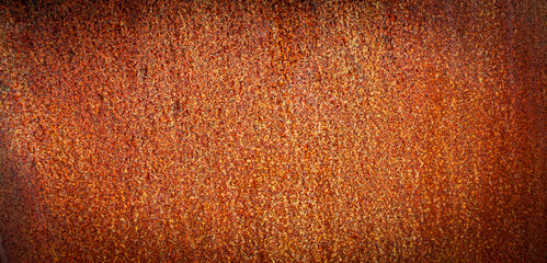 Fototapeta Orange rusty sheet metal panorama background obraz