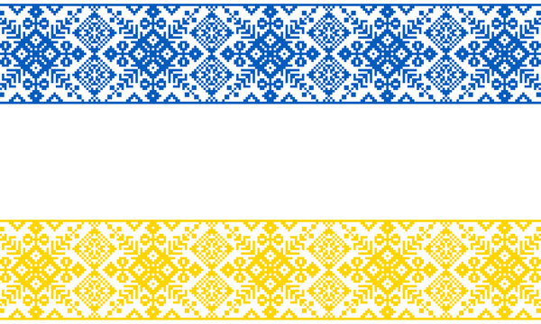 Traditional embroidery ornament Ukraine flag in national colors