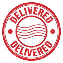 DELIVERED text written on red round postal stamp sign