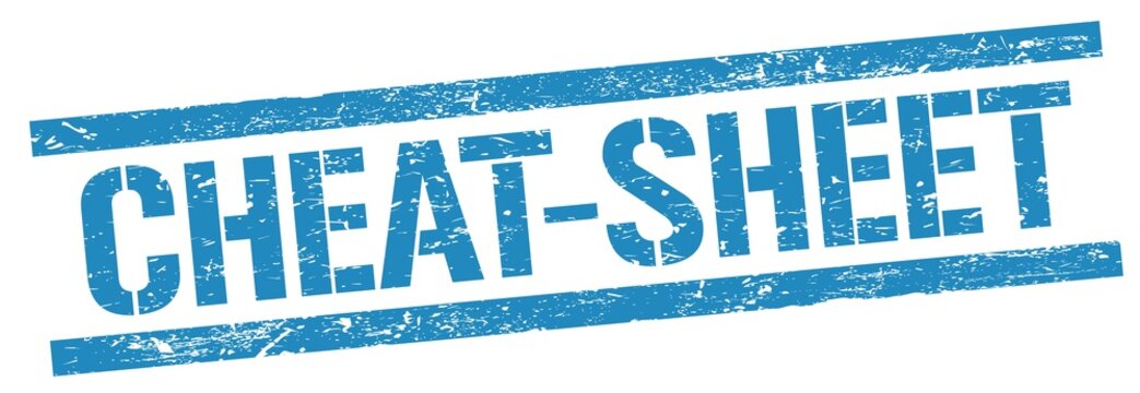CHEAT-SHEET text on blue grungy rectangle stamp.