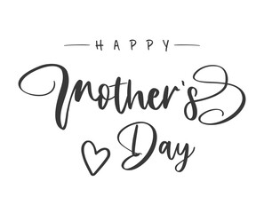 Happy mother's Day lettering with heart. Vector illustration	