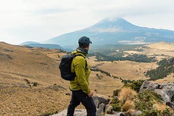 Man Looking At volcano popocatepetl