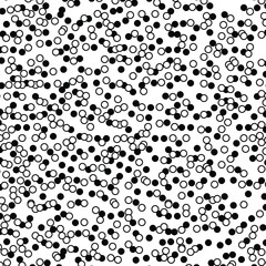 Black polka dots random pattern background. Grunge texture. Vector illustration.