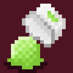Lime ice cream cup spill pixel art. Vector illustration.
