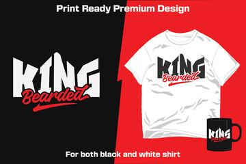 Bearded King Typography Lettering Print-Ready Vector.