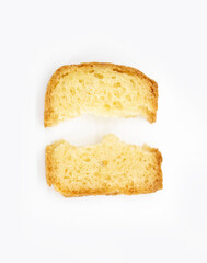 pound cake broken slices isolate on white background