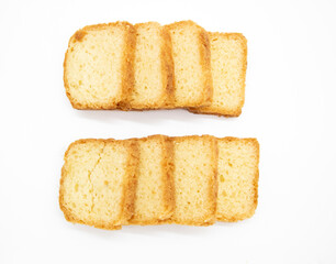 pound cake slice isolate on white background, top view