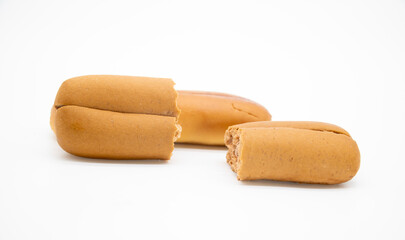 slice bread isolated on white background, front view